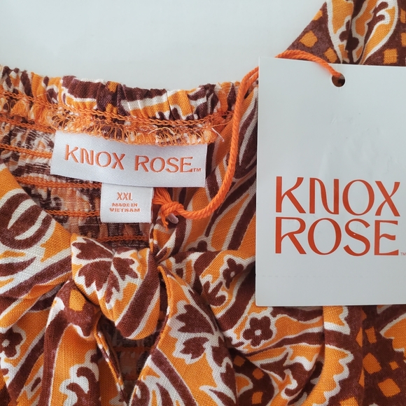 Knox Rose Women's Wide Strap Sleeveless A-Line Dress Coral Orange Floral Sz XXL - Picture 6 of 13